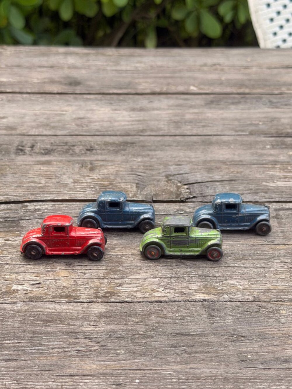 Vintage Lot 1930s Ford Coupe Barclay Lead Slush Cast Toy Cars Vehicle Green Red